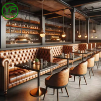 Meubles de restaurant de luxe sur mesure, modernes, en cuir et bois, courbés, ronds, circulaires, pour mobilier de bar, sièges en forme de U.