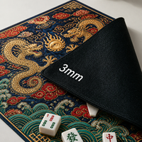 Tapis de Mahjong Américain Premium, Imprimé Dragon et Phénix, Base en Caoutchouc Antidérapante, Enroulable, pour Jeu