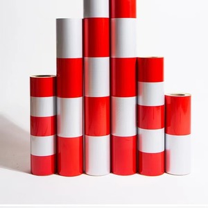 Ruban de signalisation routière réfléchissant en acrylique, PVC simple face, imperméable, auto-adhésif, haute visibilité, pour poteaux de délimitation de circulation et sécurité routière - Product Image 4