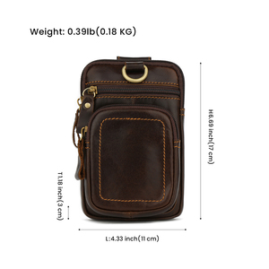 <span class=keywords><strong>Riñonera</strong></span> Vintage de cuero Crazy Horse para hombre, <span class=keywords><strong>riñonera</strong></span> pequeña para teléfono, con lazo, bandolera de viaje amigable - Product Image 2
