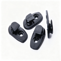 Verrou de cordon ovale miniature en plastique noir à dégagement latéral avec bouton-poussoir central