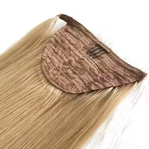 Coda di Cavallo con Capelli Russi di Alta Qualità, Capelli Vergini Colore Castano Chiaro # 27 Extension di Capelli Umani Vergini Brasiliani Lisci come la Seta - Product Image 2