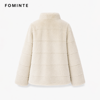 Manteau en fausse fourrure pour femme, crème côtelé, chaud et épais, style streetwear de luxe, tendance, en stock, vente en gros