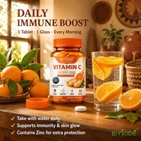 Biyode - Tabletas de Vitamina C 1000mg con Zinc de Marca Privada, Refuerzo Inmunológico, Antioxidante, Suplemento para Adultos, Éxito de Ventas en África