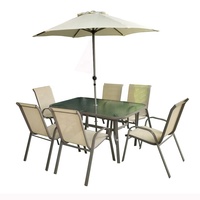 Ensemble de meubles de jardin Uplion, ensemble de table et de chaises de patio pour 6 personnes avec parasol, ensemble de table et de chaises de jardin 8 pièces