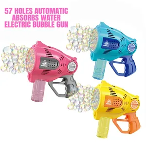 57 Holes Electric Automatic Bubble Gun Toys With Light Music Bubble Blower Machine Toys Outdoor Soap Water Toy