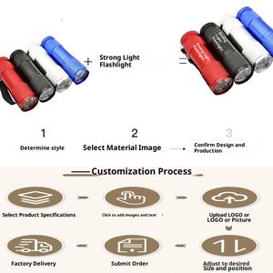 <span class=keywords><strong>Yao</strong></span> <span class=keywords><strong>Ming</strong></span> 9LED lampe de poche blanche Mini forte quotidienne Portable étanche 3W Logo écologique en alliage d'aluminium transfrontalier petit cadeau - Product Image 4