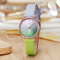 Shengke-Montre-bracelet pour femmes, accessoire de luxe, en cuir coloré, créatif, imperméable, à Quartz SK, nouvelle collection