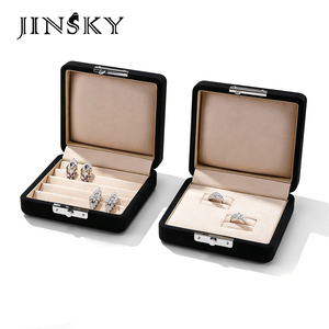 JINSKY Elegant Rectangle Jewelry <b>Box</b> With Velvet Interior Hasps Closure For Earrings And <b>Rings</b> Gift Storage Case - Product Image 1