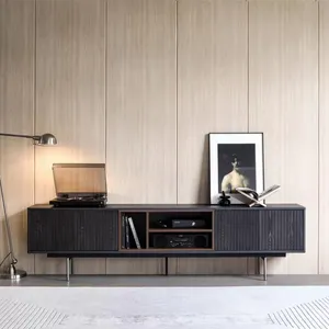 ATUNUS Factory Nordic Simple Modern Wood Oak Cabinet Wooden TV Bench Black Tv Stand Living Room Home Furniture