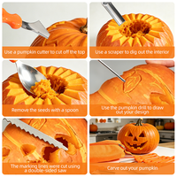 Professionele Halloween Pompoen Snijset 7/10 Delige RVS Gereedschapset met Opbergtas voor DIY Jack-O'-Lantern Decoraties