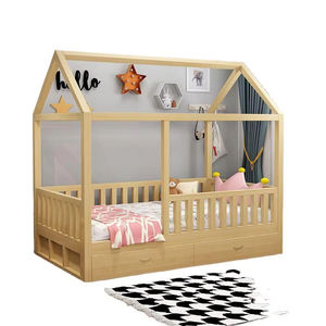 Cama Infantil de Madera Estilo Nórdico Moderno con Barandillas de Seguridad (Marca Meida, Tamaño Individual para Dormitorio/Sala de Juegos) - Product Image 4