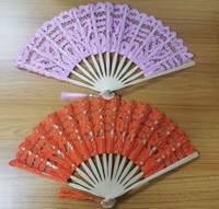 FAREA 2026 Élégants éventails pliants en coton chinois avec macramé et dentelle, avec pompons, en bambou, pour mariage et danse