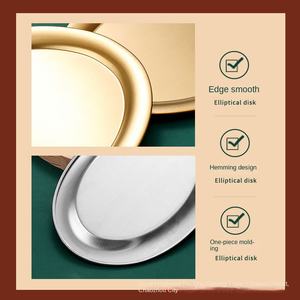 Bandeja de servicio ovalada desechable de diseño clásico de acero inoxidable 304 para cocinar <span class=keywords><strong>Sushi</strong></span> barbacoa coreana fruta pastelería café fiestas - Product Image 4