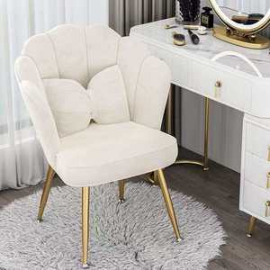 Chaise de maquillage pour salon, chambre de fille, design moderne, avec tube floral, chaise de coiffeuse pour chambre à coucher, avec coussin en velours rose - Product Image 3