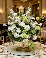 Arrangement personnalisé de roses artificielles en soie de 30 cm à 80 cm, décoration de mariage, centre de table de mariage, boule de fleurs blanche et verte