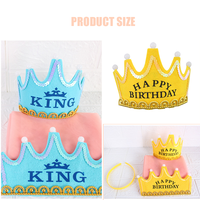 Nouveaux chapeaux d'anniversaire en feutre lumineux à LED, chapeau de princesse, chapeau de roi, chapeau de fête d'anniversaire pour enfants et adultes