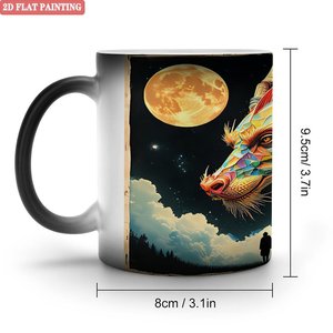 Taza Mágica Redonda Clásica de 11 oz, Cerámica Negra Esmerilada, Taza de Té que Cambia de Color con el Calor - Product Image 1