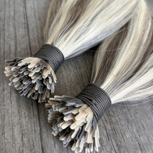 Extensions de cheveux humains Remy en gros, à pointe en <span class=keywords><strong>Y</strong></span>, double épaisseur, pré-collées à la kératine, en éventail, cheveux russes - Product Image 1