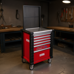 Caja de herramientas USAG con 12 cajones, gabinete rodante con estante superior y panel trasero para almacenamiento en taller - Product Image 3