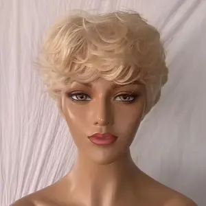 Alia Hot Selling perruque blonde pixie cut wig High Quality curly short pixie cut 13x4 13x6 lace wig brazilian pixie haircuts