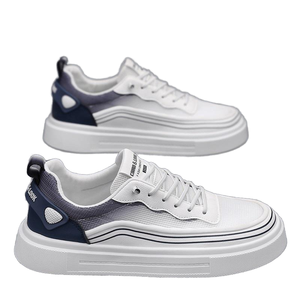 Chaussures Homme 2025 Nouvelle Collection Été Respirantes en Maille à Lacets Couleur Unie Sport Décontracté Semelle Épaisse Tendance Jeunesse Polyvalentes - Product Image 1