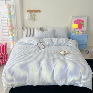 欧式超细纤维水洗羽绒被套条纹被套几何编织家居床上用品可定制夏季床上用品套装 - Product Image 2