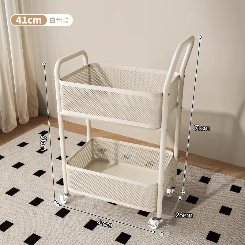 [Raised Handrail] Two-tier beige backpack storage rack