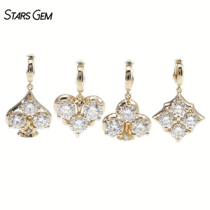 StarsGem Colgante de Oro Sólido de 10K con Diamante Cultivado en Laboratorio, Diseño de As de Picas, Cierre Universal, Joyería de Moda Unisex - Product Image 1
