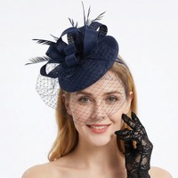 Élégant Chapeau Fascinator de Cocktail avec Nœud et Voilette pour Femme – Accessoire de Tête pour Mariage, Course de Derby, Église