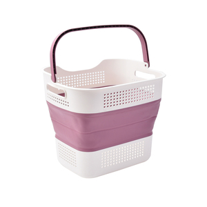 Lớn Xử Lý 26L Ráp Giặt Giỏ Xách Tay Có Thể Gập Lại Quần Áo <span class=keywords><strong>Hamper</strong></span> Màu Đỏ Cho Nhà Tổ Chức - Product Image 1
