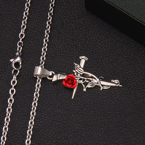 Collar De Hombre De Acero Inoxidable Hip Hop gótico rojo rosa Cruz collar de acero inoxidable suéter cadena Collar para hombres - Product Image 3