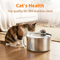 Fontaine à eau pour animaux de compagnie en acier inoxydable hygiénique, niveau d'eau visible, facile à nettoyer, pour chats et chatons