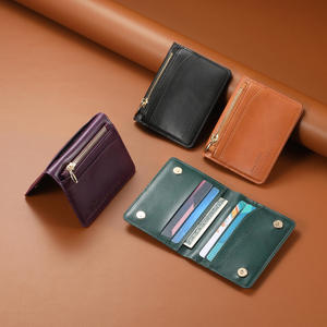 Nuevo Tarjetero Ultrafino de Cuero PU con Cierre de Cremallera, Múltiples Ranuras para Tarjetas Bancarias, Monedero para Efectivo, Logotipo Personalizado, Diseño Delgado - Product Image 1