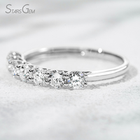 Cincin Setengah Eternity Stack Berlian CVD 1 Karat untuk Wanita, Emas 10K