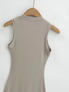 Abito <span class=keywords><strong>Midi</strong></span> in <span class=keywords><strong>cotone</strong></span> modale personalizzato a costine vestiti da donna da donna abito senza maniche aderente abito Casual canottiera - Product Image 6