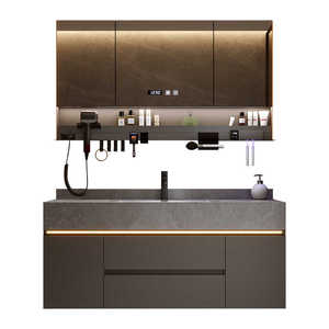 Luxury gray bathroom cabinet smart mirror cabinet gray washbasin hanging cabinet body - Product Image 1