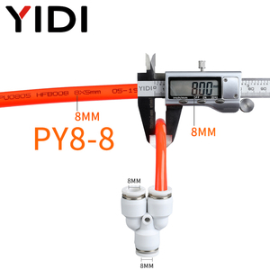 Raccord de tuyau pneumatique rapide YIDI <span class=keywords><strong>PYG</strong></span> Air Nitrile Rubber Metal Equal Reducing 2 Way Y-Shaped Divider Push Fit 10MM 8mm - Product Image 3