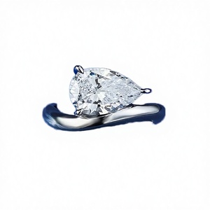 Hot Sale Rhodium Plated 925 Sterling <b>Silver</b> Pear Cut Moissanite Trendy Wedding Engagement Unisex <b>Rings</b> Gift - Product Image 2