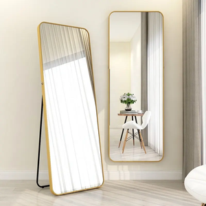Specchietto da pavimento per <span class=keywords><strong>ragazza</strong></span> minimalista Oversize a figura intera 70x180 struttura in legno in Mesh angoli arrotondati rossi per uso domestico - Product Image 1
