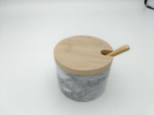 Salero y Azucarero de Mármol con Tapa de Bambú, Contenedor de Especias Estilo Americano con Conservación de Frescura para la Cocina del Hogar - Product Image 5