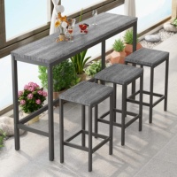 Ensemble de table à manger moderne 4 pièces à hauteur de comptoir avec 3 tabourets, table d'appoint et repose-pieds, table de cuisine de pub extra longue