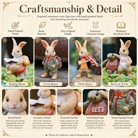 Statue de lapin en résine peinte à la main, miniature, imperméable, petite décoration de jardin, ornements pour la décoration de bureau et de jardin