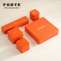 Boîte à bijoux en cuir brillant orange FORTE pour collier, bracelet, bague, boutique de détail, boîte à bijoux personnalisée avec lumière LED