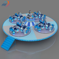 Manège de carnaval pour enfants : Double manège rotatif, cabines de moto volantes, 24 sièges, manège spatial LED pour parc à thème