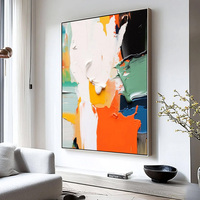 Peinture sur toile encadrée, artisanale, décorative, abstraite, contemporaine, nature morte texturée, peinte à la main, aux couleurs vives, sur bois.