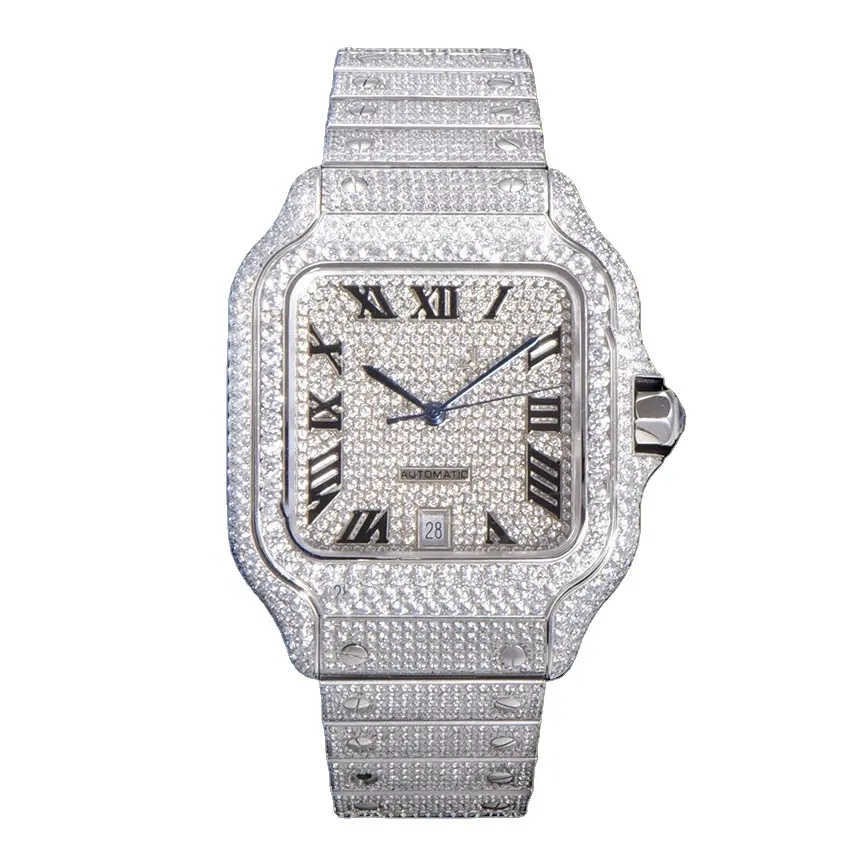 Jam Tangan Original Designer Moissanite Custom Buss Down Full Diamond Iced Out Luxury Square Watches Popular Brands