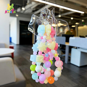 Women's Fashion Plastic Crafts Lanyard Handmade Feng Shui Fashion Jelly Color Bracelet Lanyard Handicraft for Mobile Phone