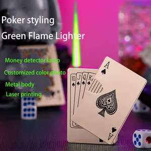 DEBANG Customizable Jet Torch Lighter New Creative Green Flame Poker Encendedores Cigar Lighter Logo Packing Gas Usage Cigarette