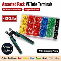 Kit de câblage domestique portable pour boîtier de terminaison à pression à froid, comprenant des pince à sertir pour interrupteurs muraux et des pince à dénuder, 450 pièces
